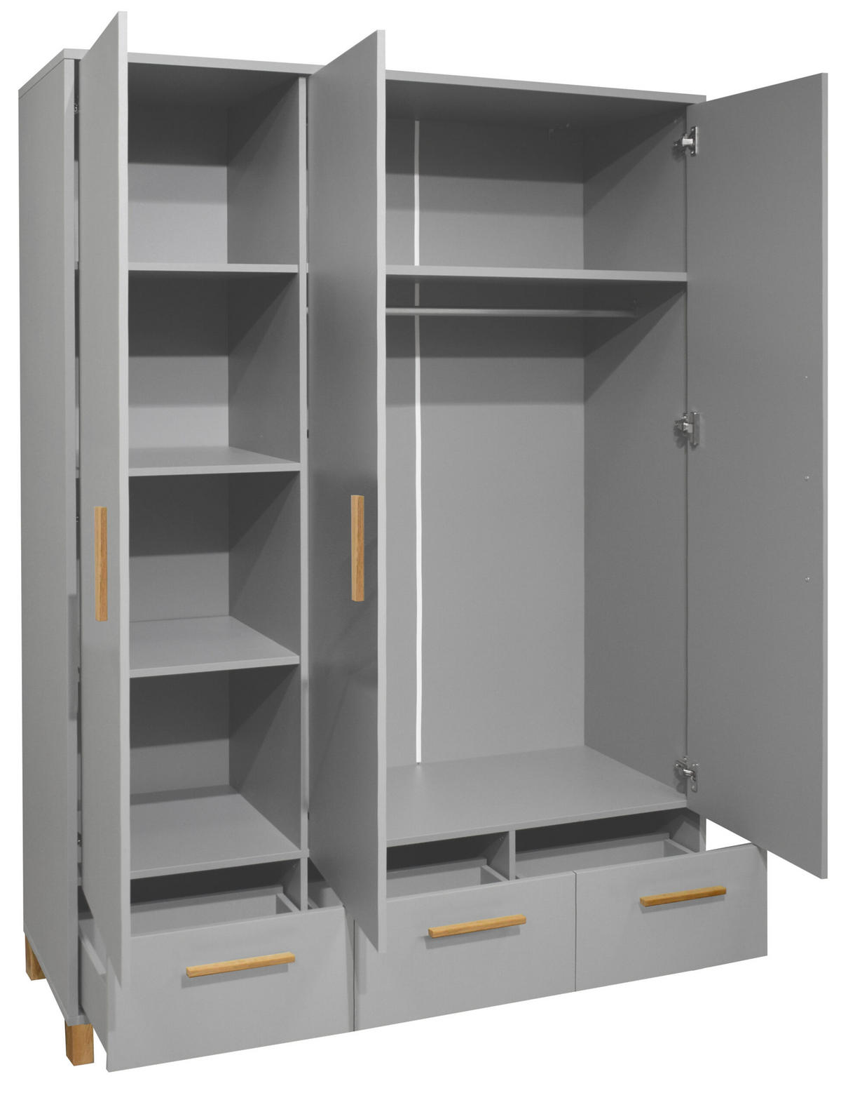 BABYZIMMER Olivia in Kreidegrau matt Lack und Eiche 8 teilig inklusive Matratze - Grau, Holzwerkstoff (120/200/80cm)