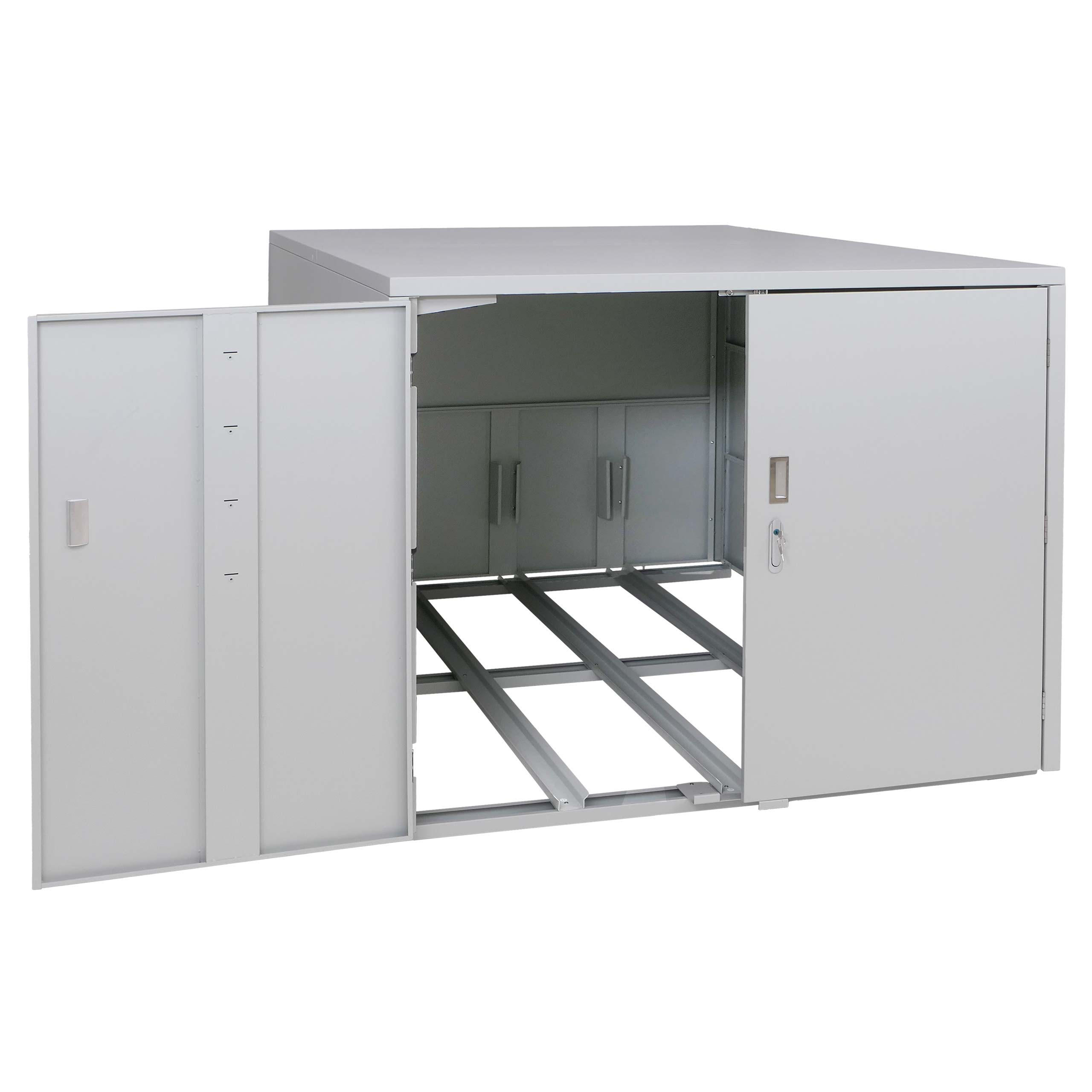 FAHRRADGARAGE rechteckig Hellgrau - Hellgrau, Metall (148/124/208cm) - MCW