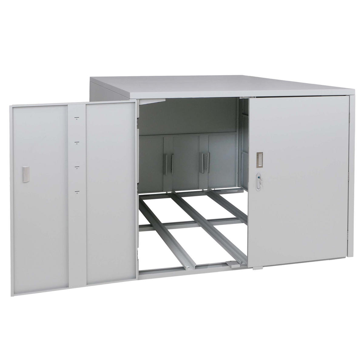 FAHRRADGARAGE rechteckig Hellgrau - Hellgrau, Metall (148/124/208cm) - MCW