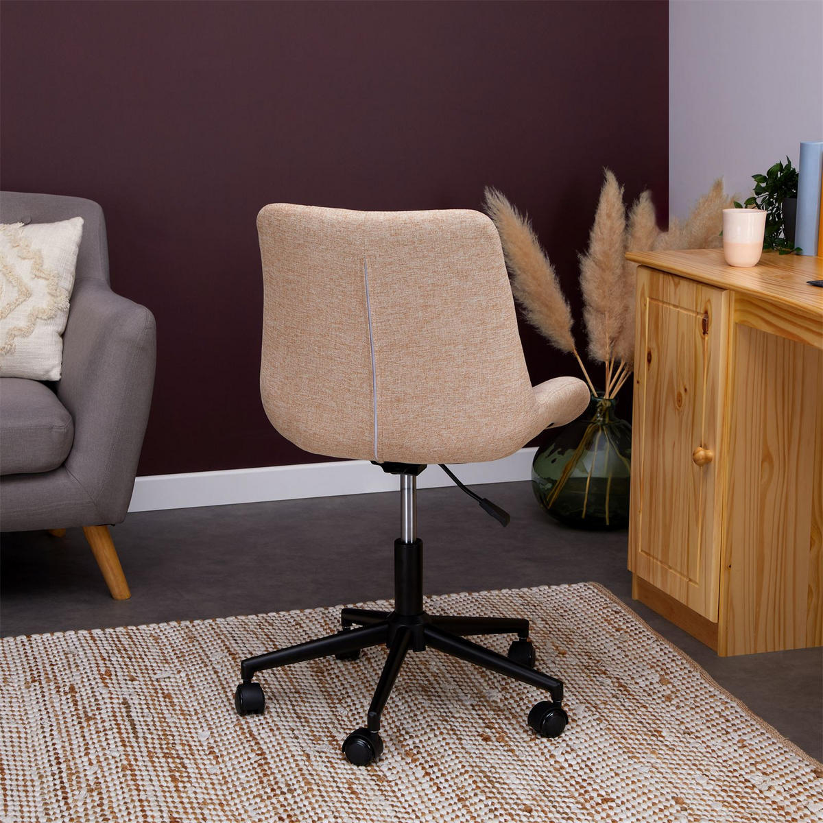DREHSTUHL TALIA - Beige, Textil (53/89/61cm) - IDIMEX