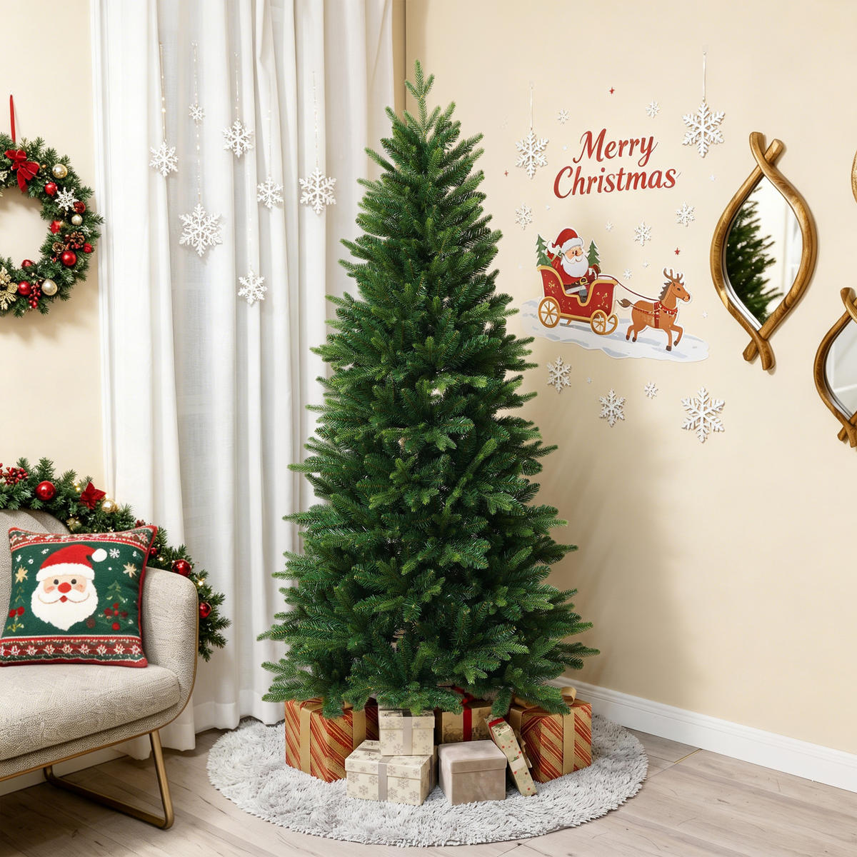 KÜNSTLICHER Weihnachtsbaum 186 cm mit 1.399 PE/PVC-Spitzen - Grün, Kunststoff (92/186cm) - Hometopia
