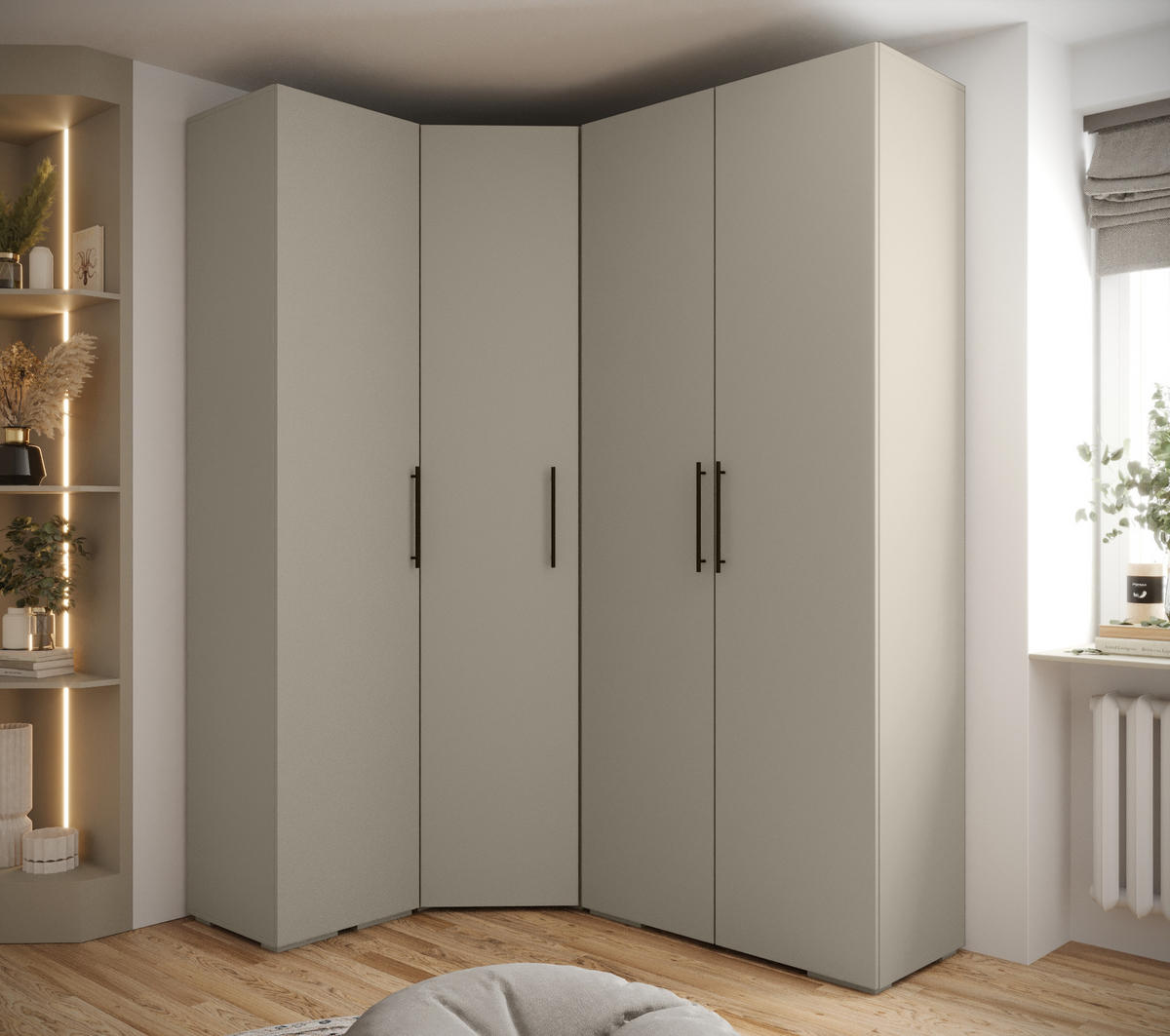 GARDEROBEN-SET 236,7/181,7/47 - Kaschmir/Schwarz, Holz/Kunststoff (181.7/236.7/47cm) - Abiks Möbel