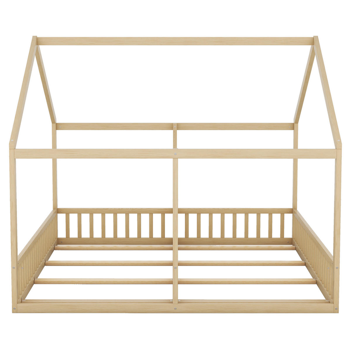 KINDERBETT aus Kiefer 204x187x168 cm Natur 2-in-1 Hausbett mit Absturzsicherung und Mittelgeländer - Naturfarben, Holz (90/200cm) - Modfu