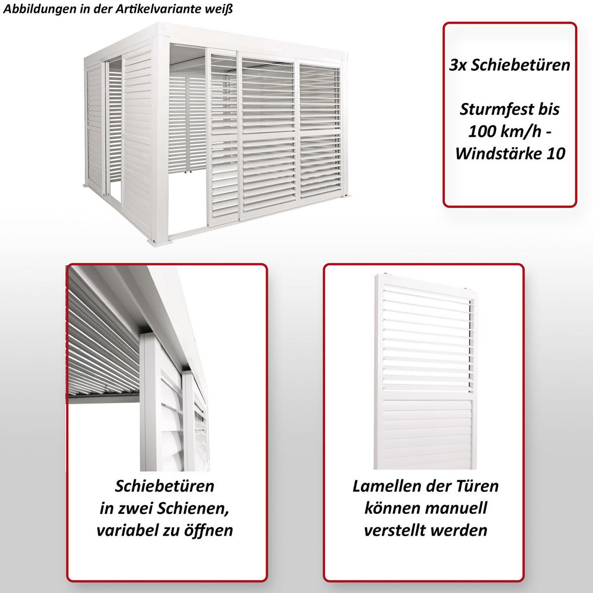 SCHIEBETÜR FÜR PERGOLA 3ER-SET Anthrazit 3er-Set-Set - Anthrazit, Metall (272/206/11cm) - MCW