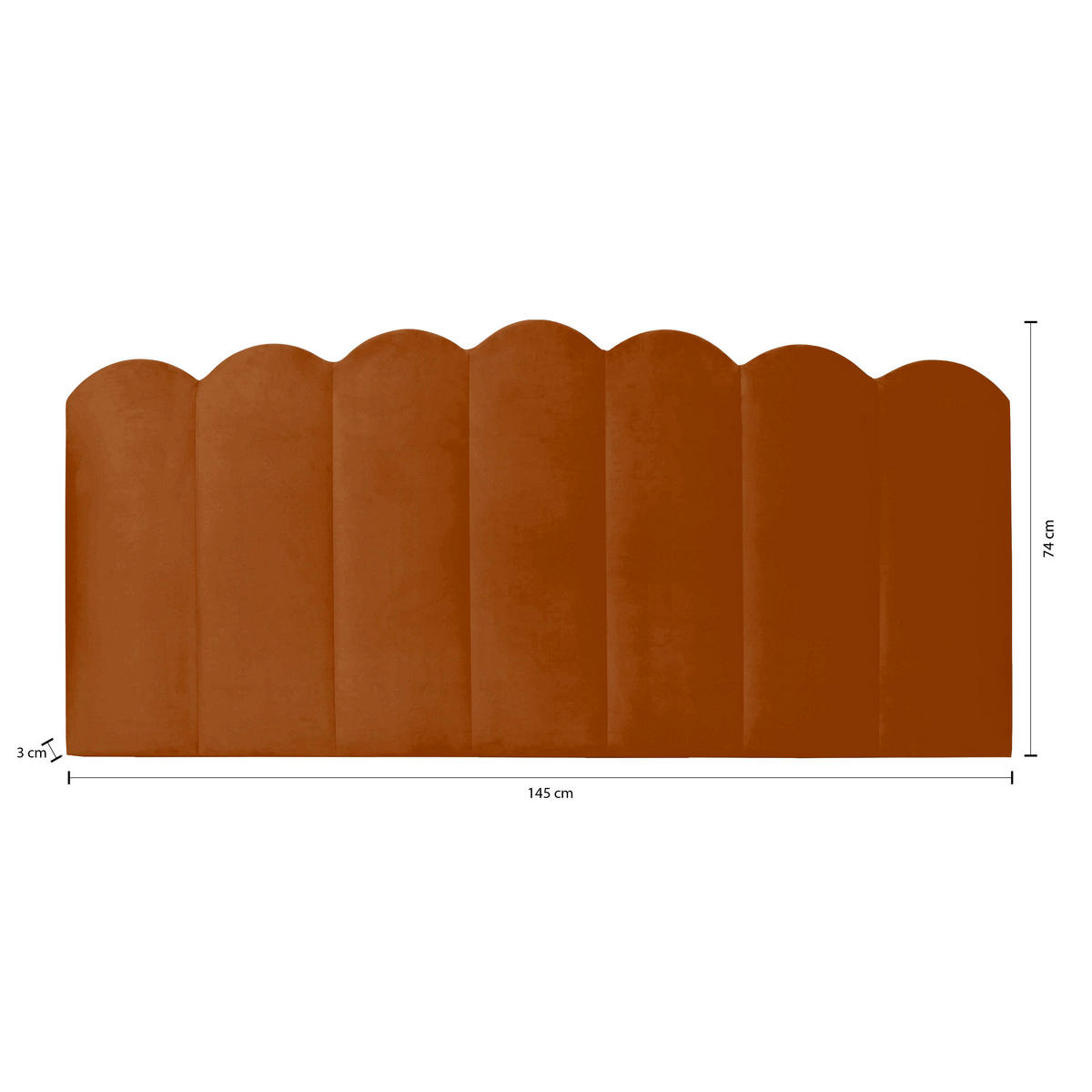 KOPFTEIL aus Terrakotta Samt 145/74/3 cm SHELL - Braun, Textil (145/74/3cm) - RNT By Really Nice Things