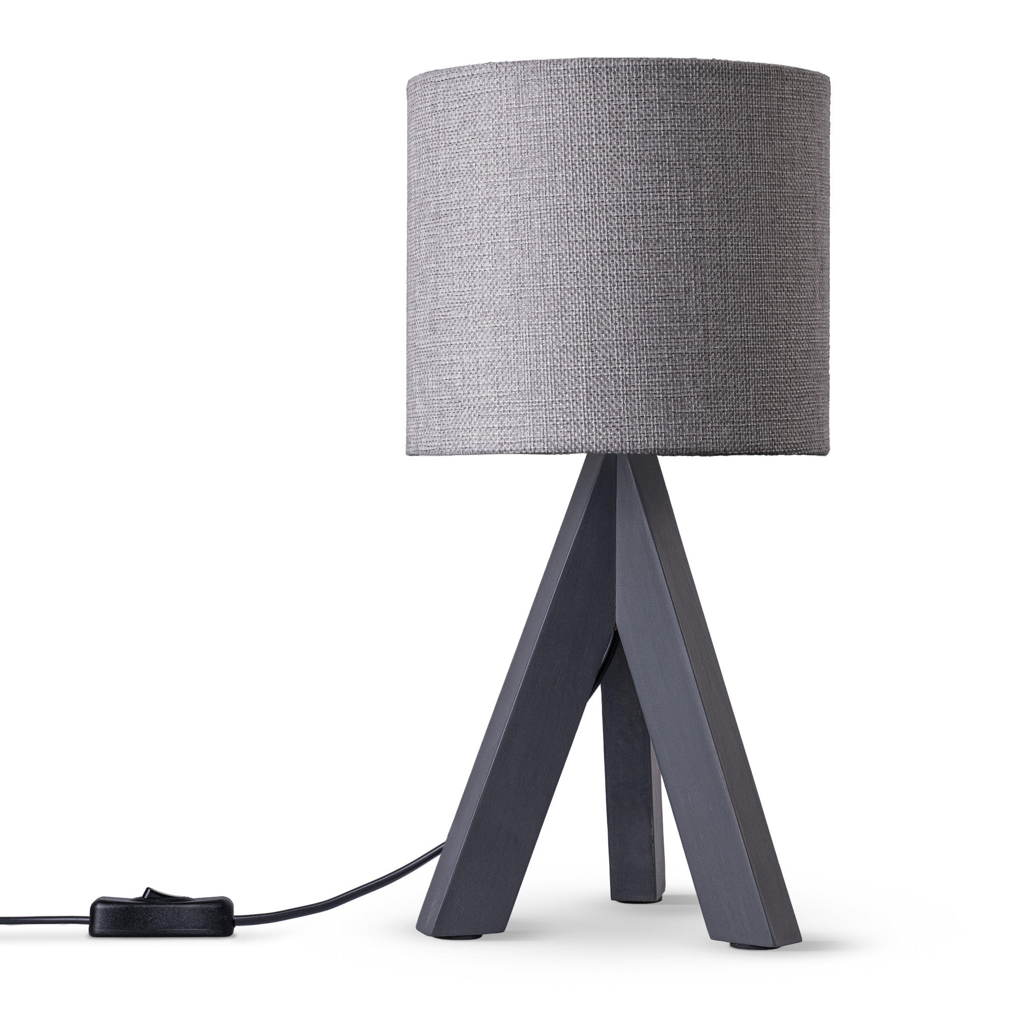 TISCHLAMPE Bajo Canvas - Grau, Holz (17/17/35cm) - Paco Home