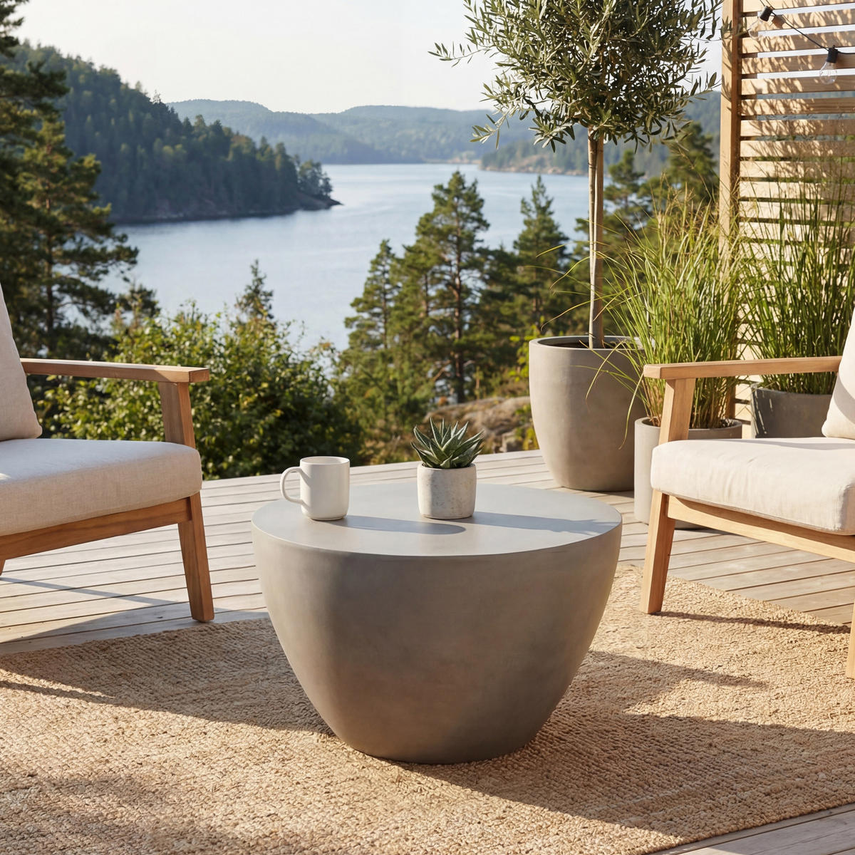 COUCHTISCH CHRONOS Rund Klein aus Beton 66 x 66 x 41 cm - Grau, Naturmaterialien (66/66/41cm) - Elementi