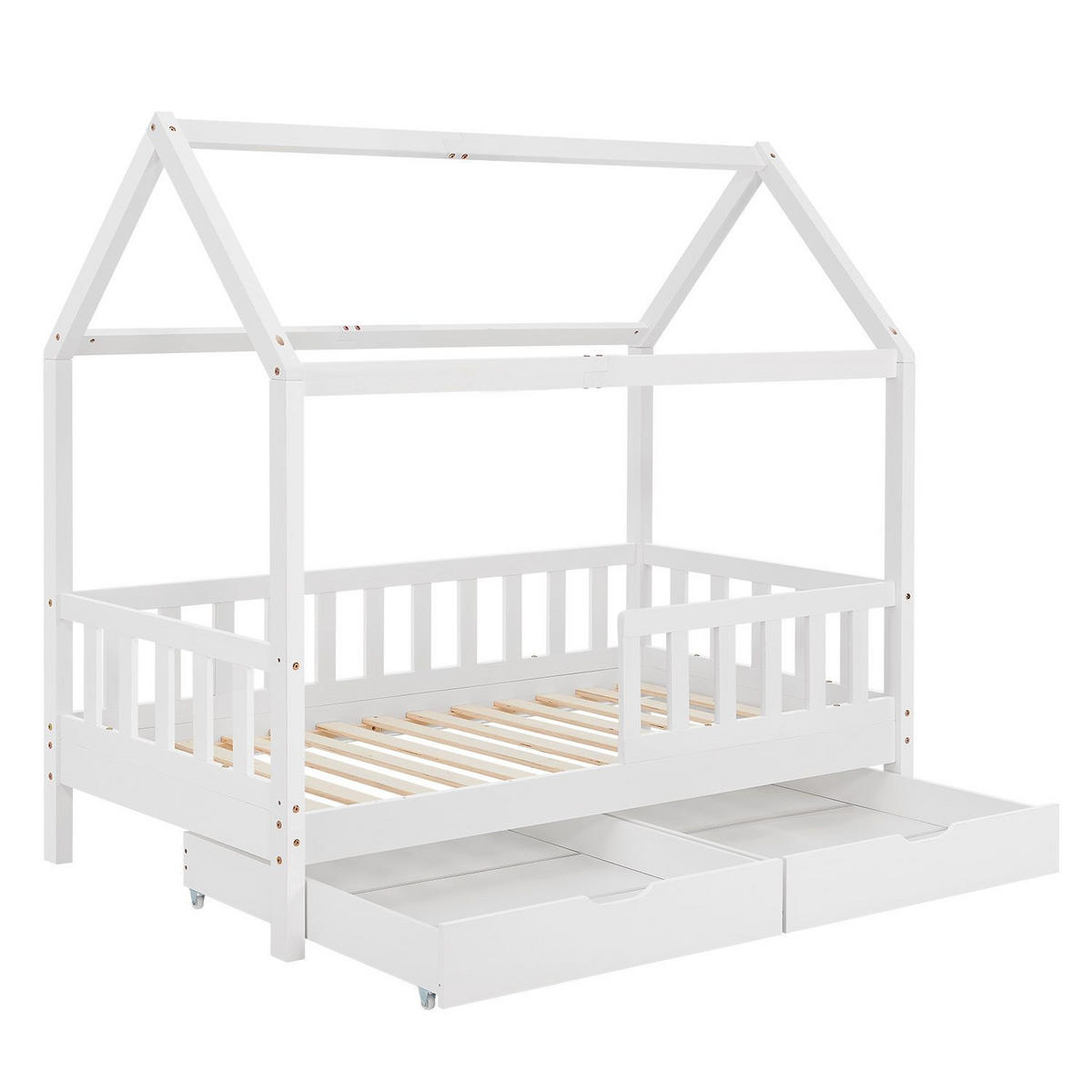 KINDERBETT Marli weiß 90x200 cm mit Bettkasten - Weiß, Holz (90/200cm) - Juskys