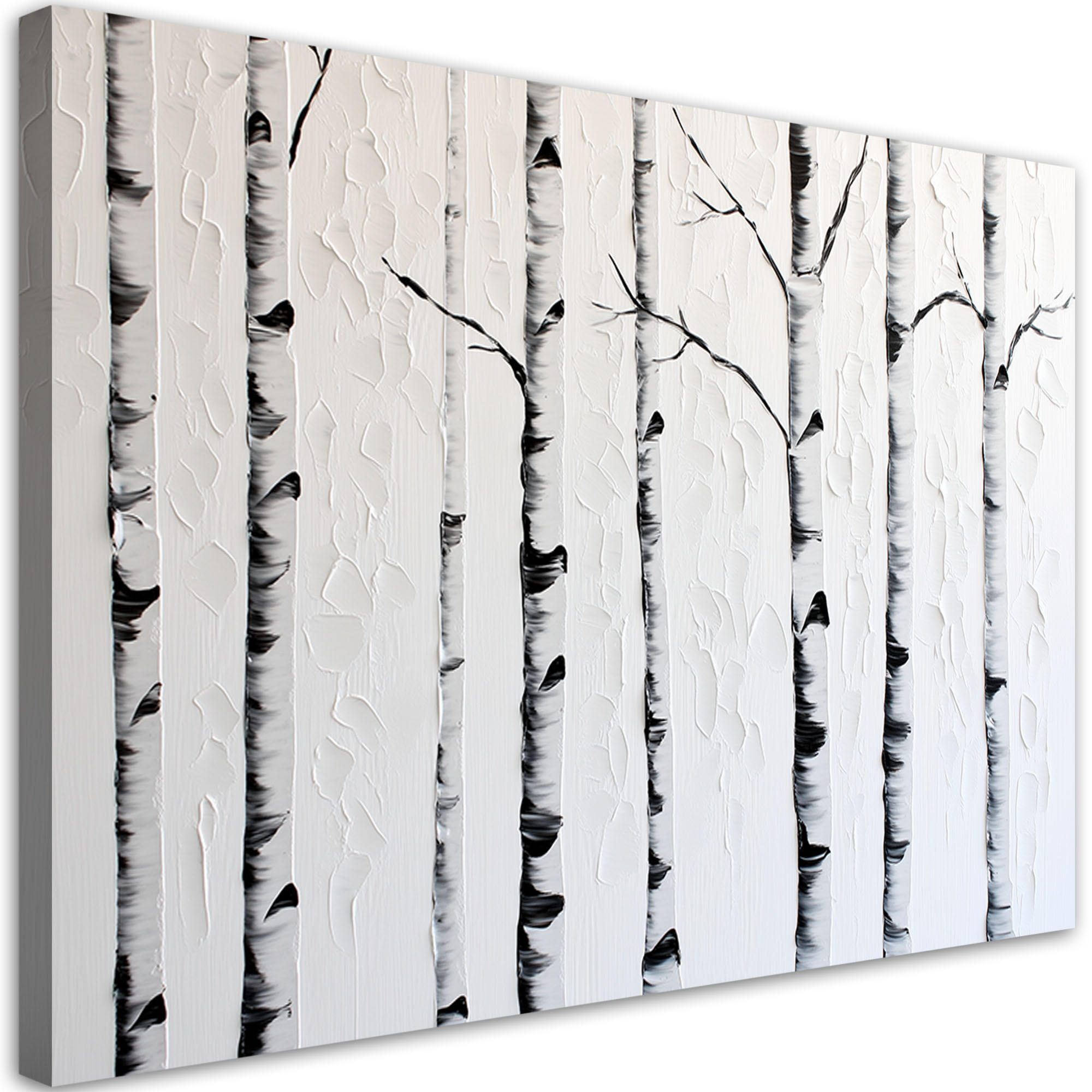 WANDBILD birkenwald - Weiß, Textil (60/40cm) - Feeby