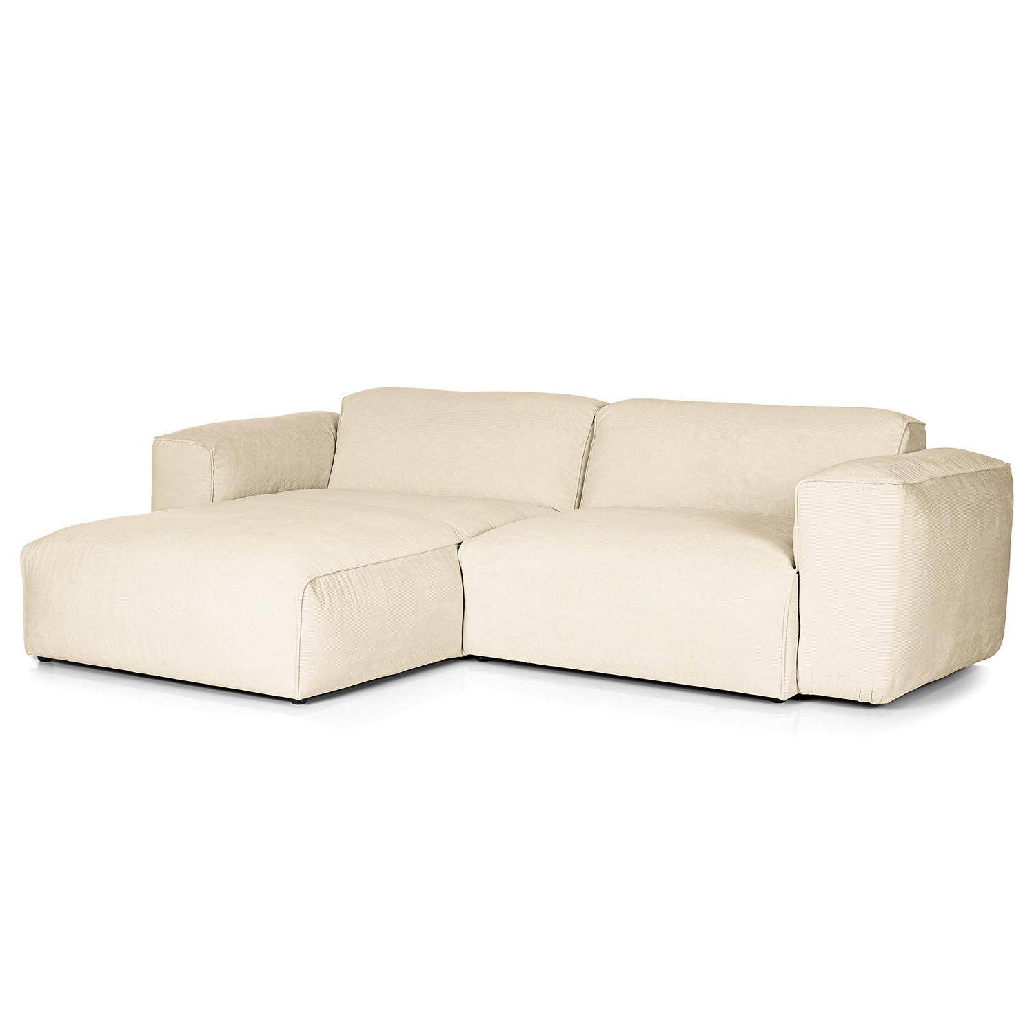 1,5-SITZER ECKSOFA mit Longchair - Beige/Schwarz, Textil (260/173cm) - home24