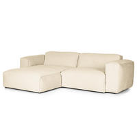 1,5-SITZER ECKSOFA mit Longchair - Beige/Schwarz, Textil (260/173cm) - home24