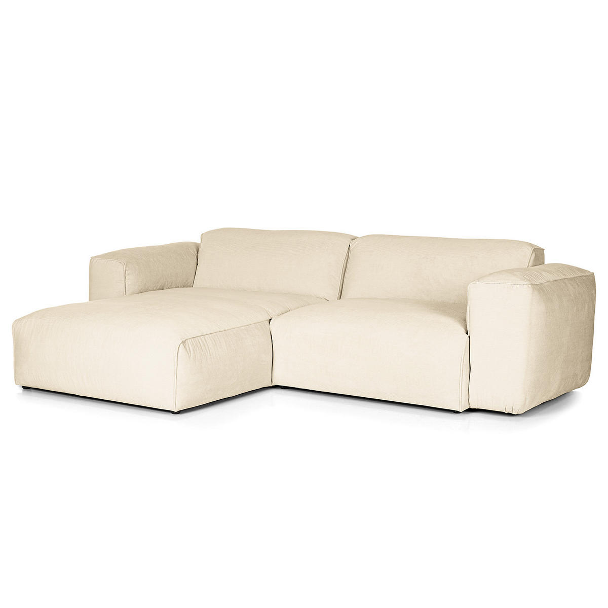 1,5-SITZER ECKSOFA mit Longchair - Beige/Schwarz, Textil (260/173cm) - home24