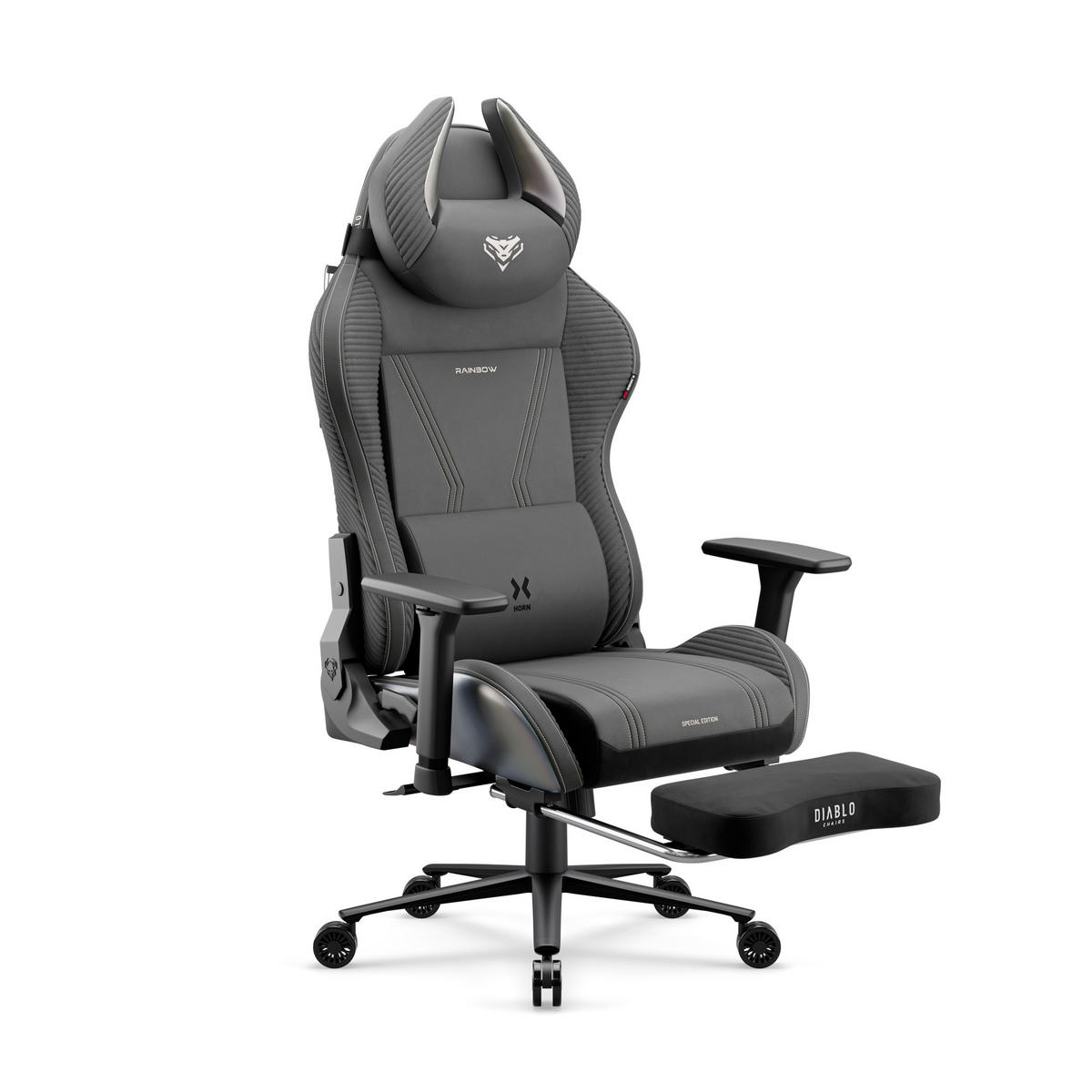 GAMINGSTUHL X-Horn 2.0. - Grau, Textil (74/122/53cm) - Diablo Chairs