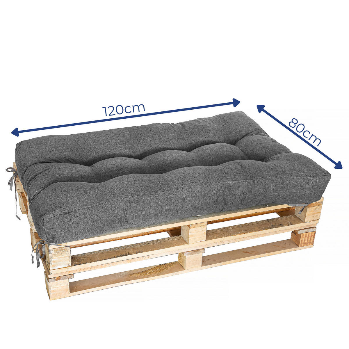 PALETTENKISSEN L - Grau, Textil (80/10/120cm) - KomfortKissen