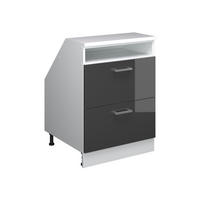 ORMARIĆ ZA KOSI KROV S LADICAMA Rion Antracit visokog sjaja 60 x 81.6 cm s 2 ladice, korpus ormara dubine 60 cm - bijela/crna visoki sjaj, drvni materijal (60/83.8/60cm) - Vicco