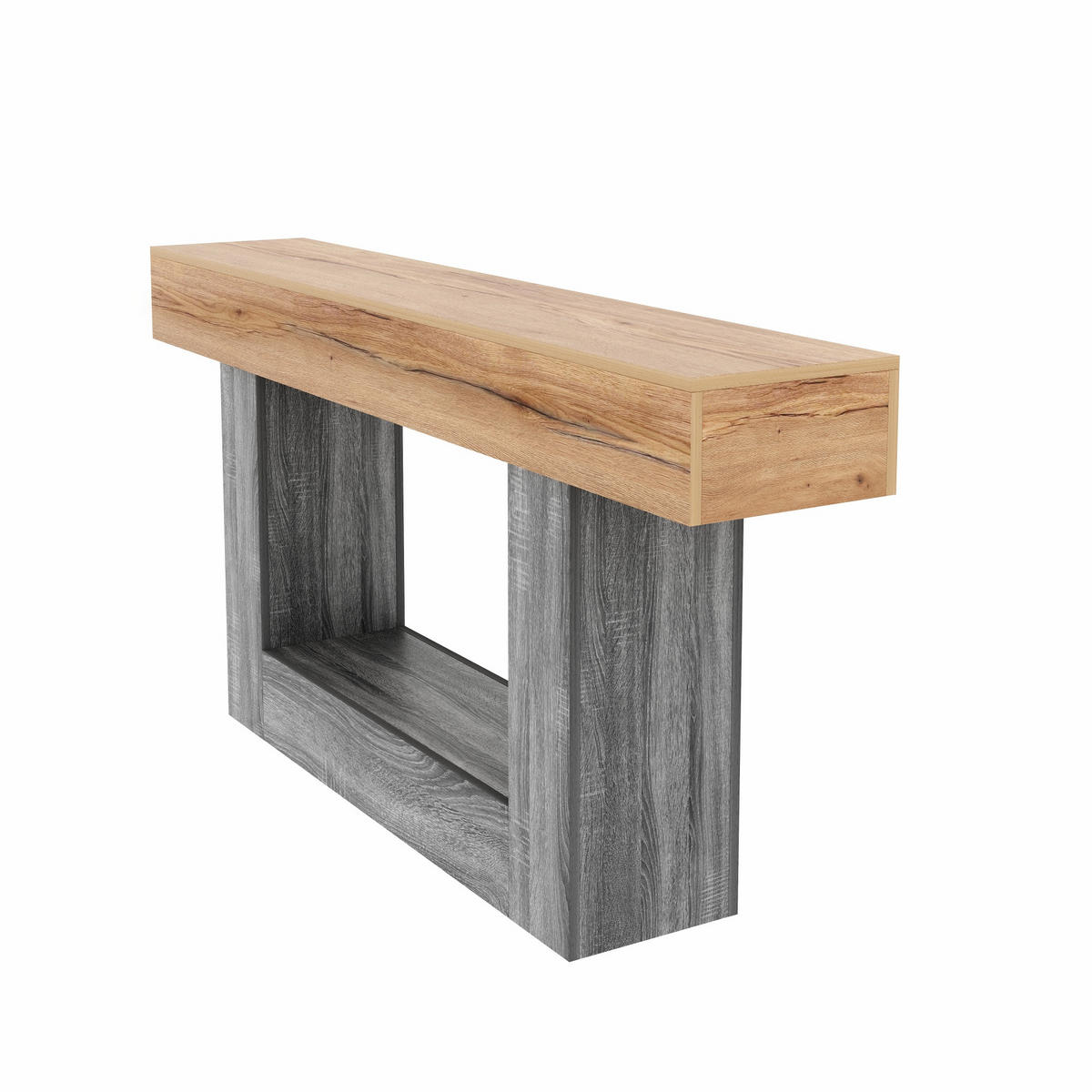 KONSOLENTISCH DE-37069 zweifarbig mit U-förmigen Stützen Natur/Grau - Naturfarben, Holzwerkstoff (160/30/82.5cm) - ComfortXL