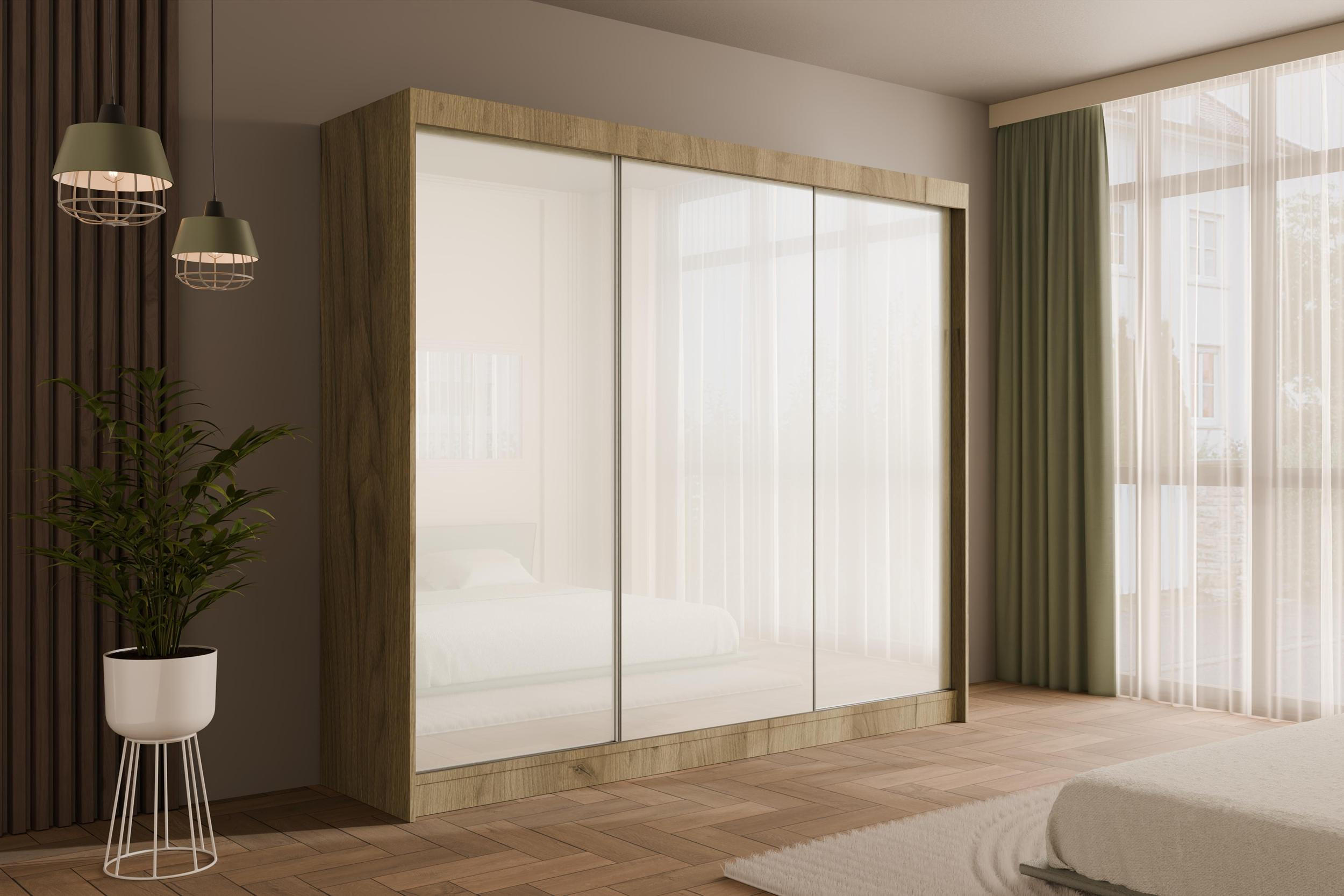 KLEIDERSCHRANK PEKA - 250 cm - Eichefarben|Weiß - Eichefarben/Weiß, Holzwerkstoff (250/215/61cm) - ALTDECOR