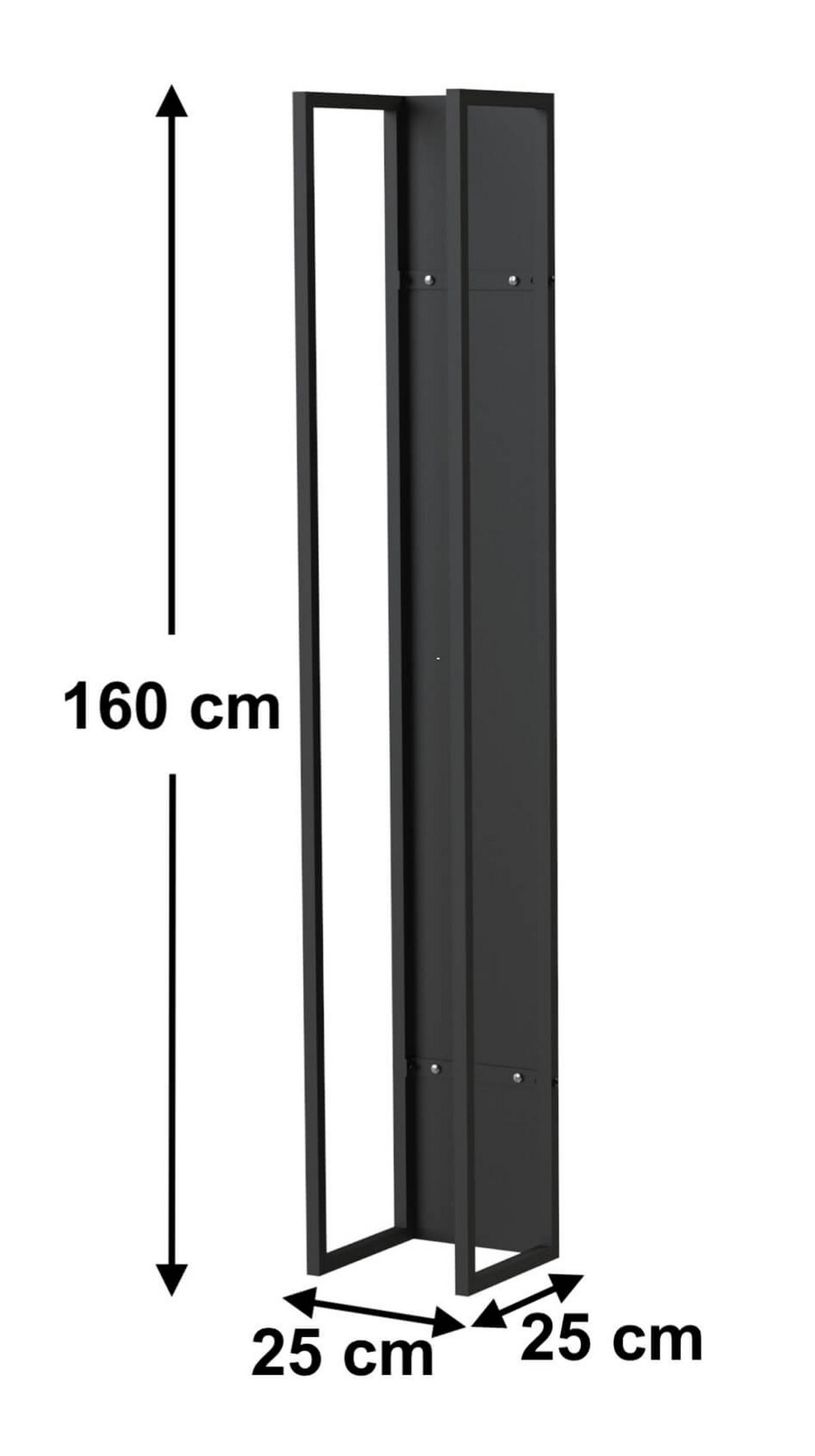 KAMINHOLZREGAL Wand Metall Schwarz 25/25/160 cm - Schwarz, Metall (25/160/25cm) - DanDiBo