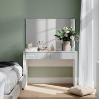 SCHMINKTISCH Annabelle Weiß Hochglanz/Weiß 110 cm mit Spiegel - Weiß Hochglanz/Weiß, Holzwerkstoff (110/75.5/50cm) - Vicco