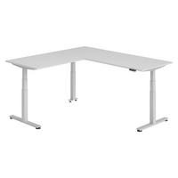 ECKSCHREIBTISCH elektrisch höhenverstellbar L-Form 200/200/74 cm in Grau/Silberfarben - Silberfarben/Grau, Holzwerkstoff (200/200/74cm) - bümö