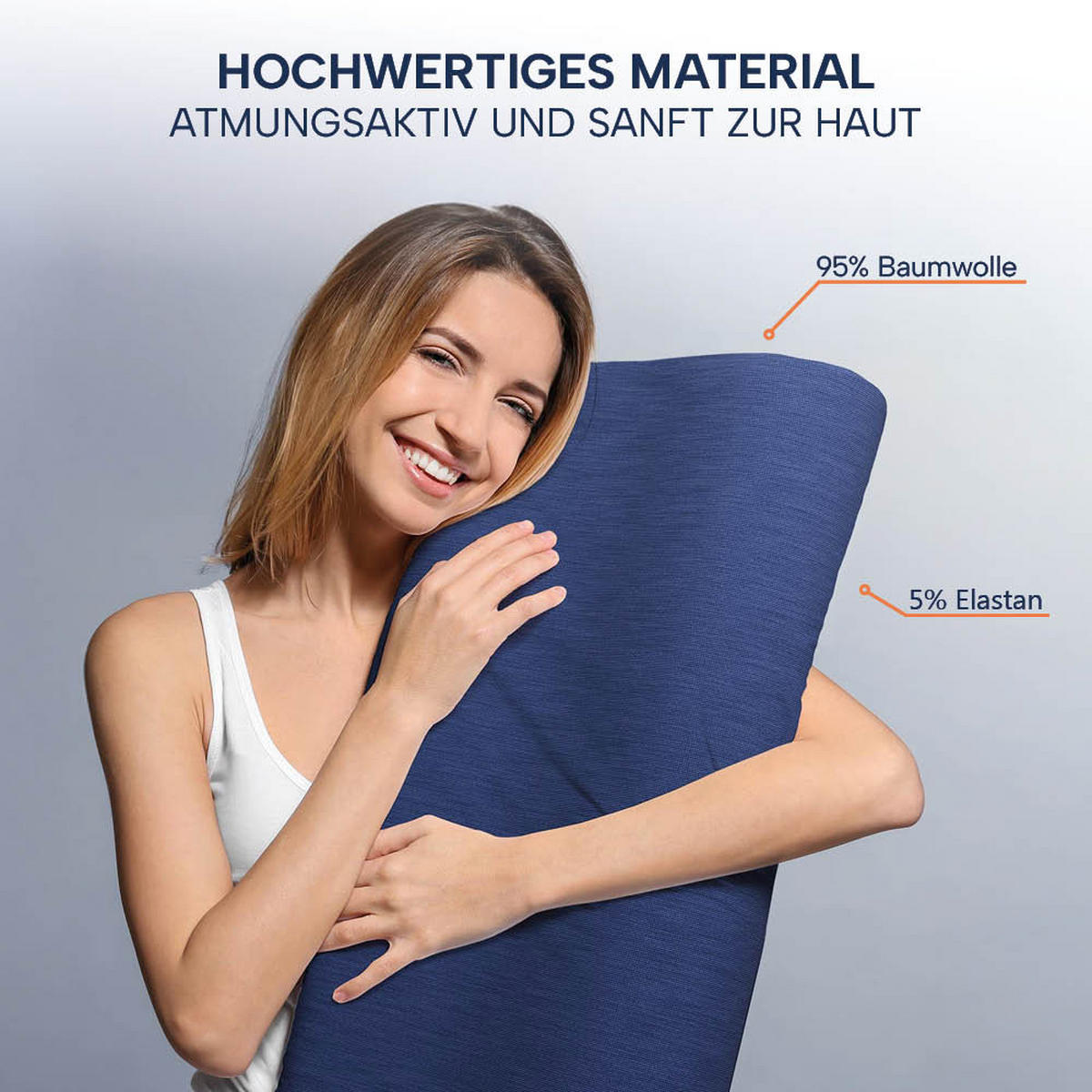KISSENBEZUG für orthopädisches Nackenkissen, DOPPELPACK Blau 60x30 cm - Blau, Textil (30/60cm) - casimum