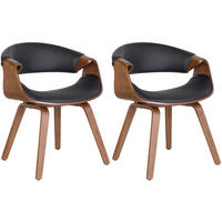 STUHL 2er Set Lederlook eiche/schwarz - Eukalyptusholzfarben/Eichefarben, Holz/Textil (62/76/52cm) - CLP