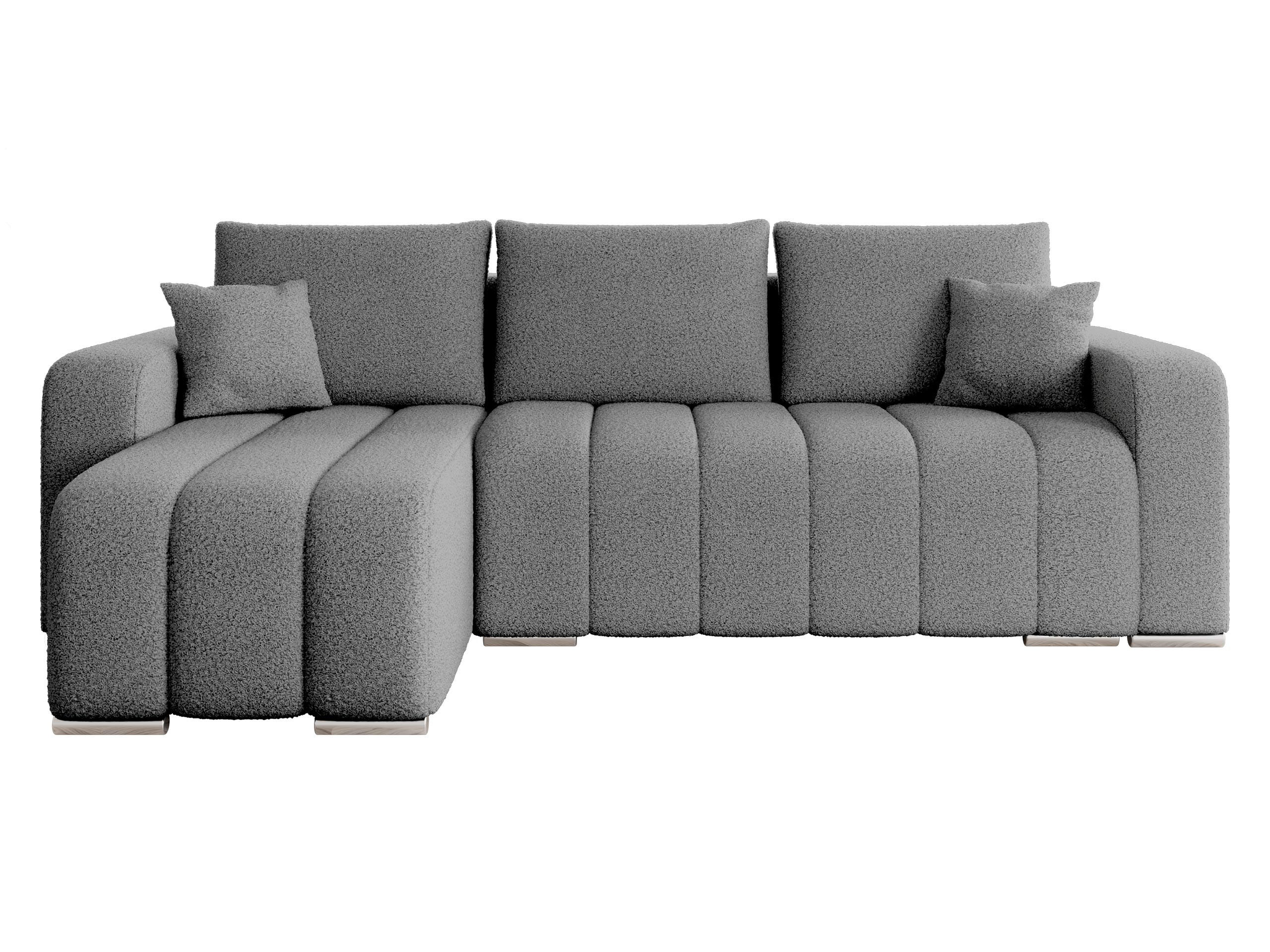 ECKSOFA Pufetto Boucle - Silberfarben/Grau, Holz/Textil (244/147cm) - MIRJAN24