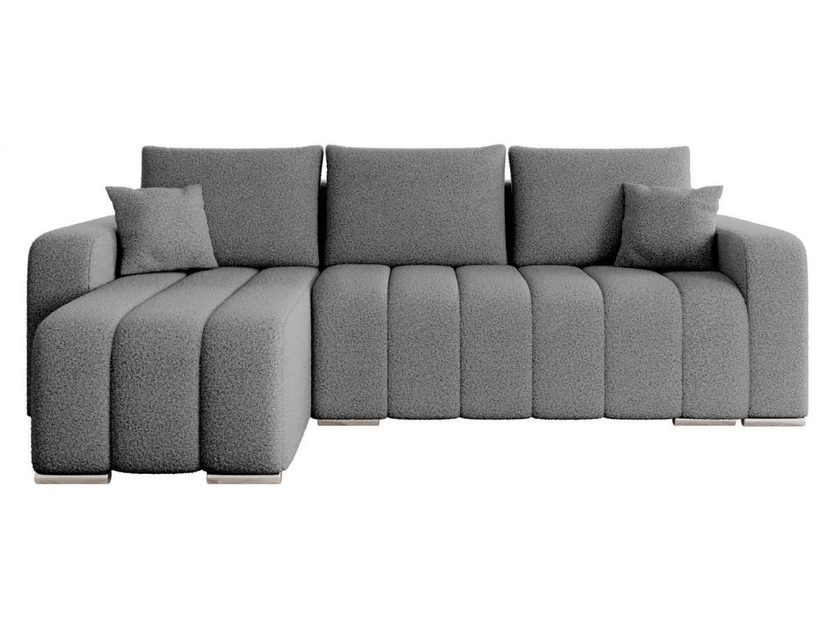 ECKSOFA Pufetto Boucle - Silberfarben/Grau, Holz/Textil (244/147cm) - MIRJAN24