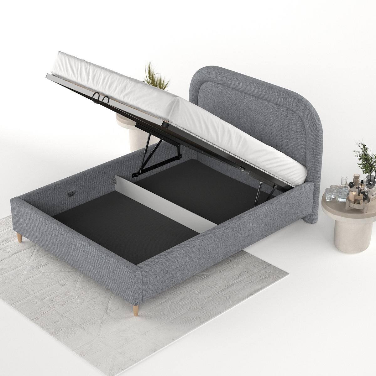 POLSTERBETT Zoya 120/200 cm Grau im Neve Stoff - Naturfarben/Grau, Holz/Holzwerkstoff (120/200cm) - AltaBeds