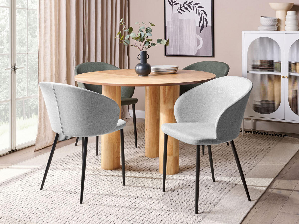 ESSZIMMERSTUHL 2er-Set hellgrau/schwarz Mason - Schwarz/Grau, Textil (45/82/45cm) - Beliani