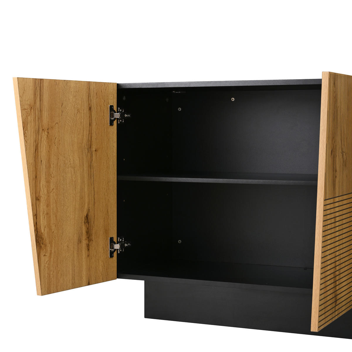 SIDEBOARD DE-37536 160/40/72 cm mit verstellbarem Einlegeboden Schwarz/Holzfarbe - Schwarz/Naturfarben, Holzwerkstoff (160/72/40cm) - ComfortXL