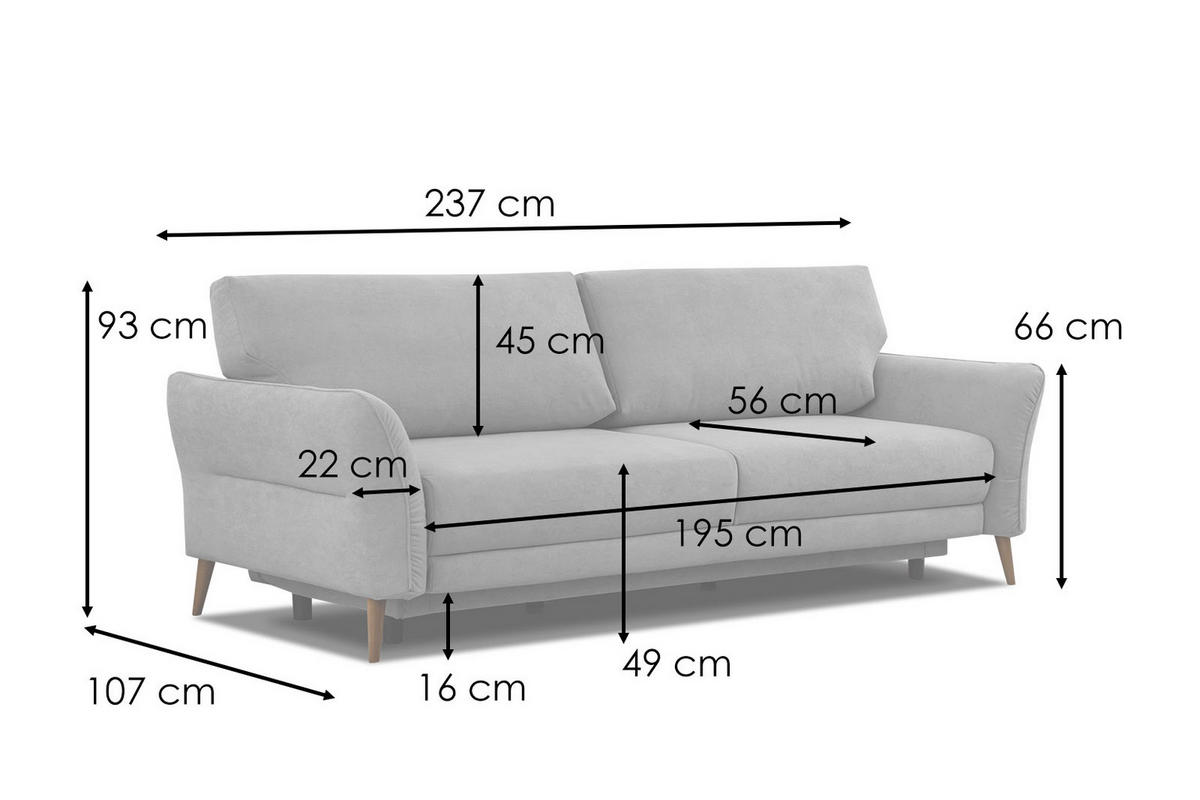 SOFA FIGARI 3-Sitzer mit Schlaffunktion, grün - Braun/Grün, Holz/Textil (232/90/107cm) - Courtois Laville