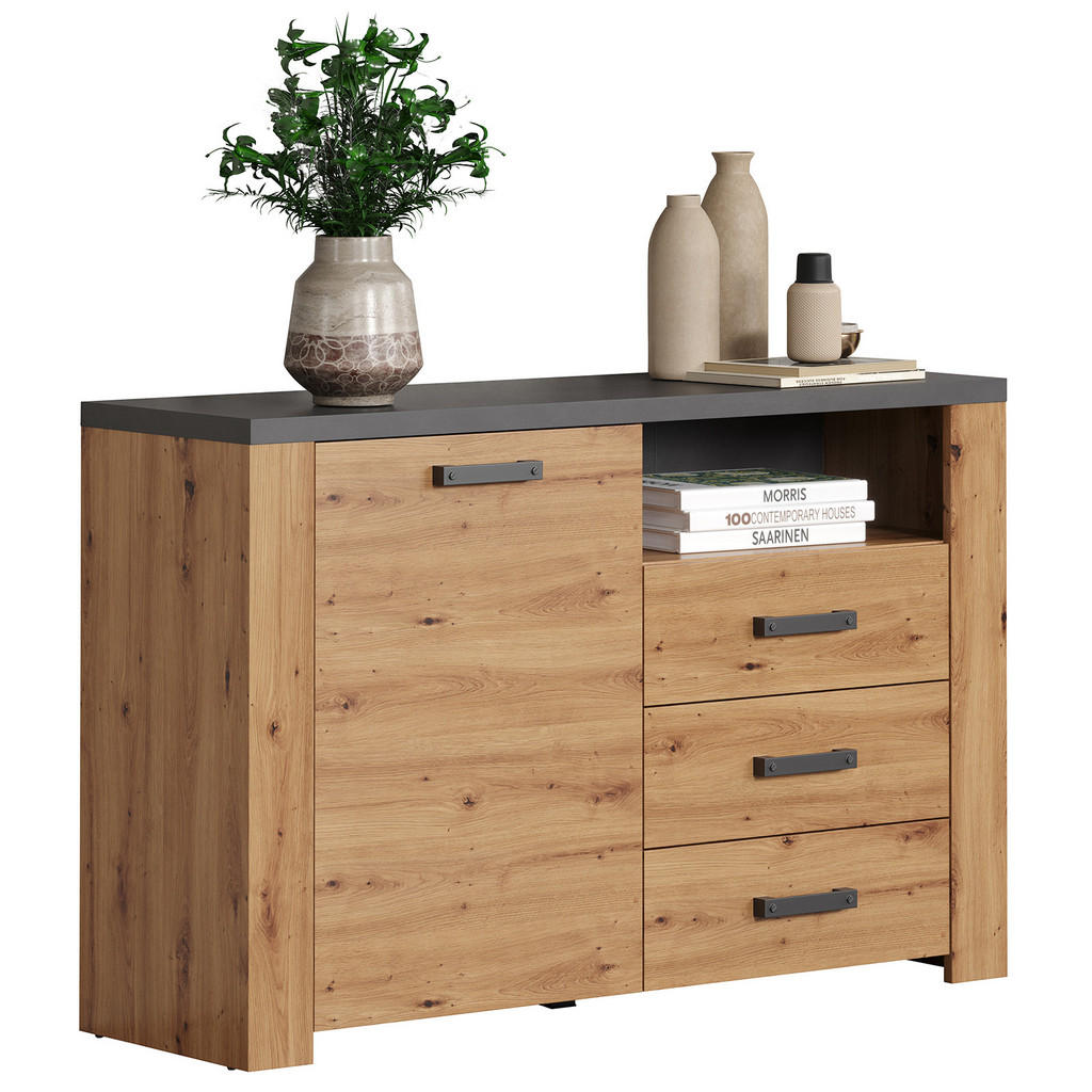 Thumbnail - Trendteam Sideboard, Eiche, Holzwerkstoff, 127x127x83 cm, Wohnzimmer, Kommoden & Sideboards, Sideboards
