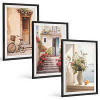 BILDER SET 3er Set - 40x60 cm Schwarzer Rahmen - Charmante Küstenstraßen - Schwarz, Kunststoff (40/60cm) - TULUP