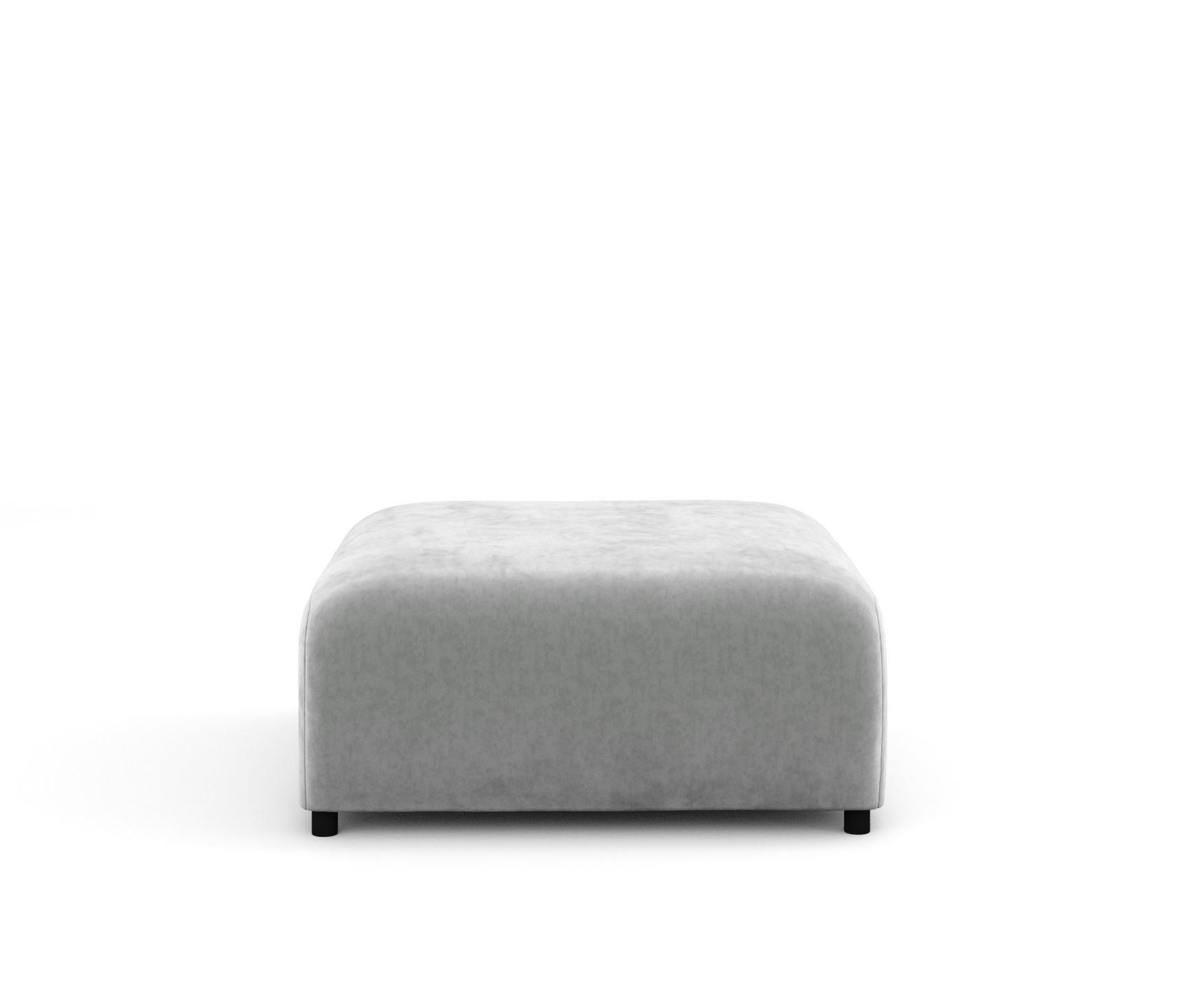 POUF S Zanzibar Hellgrau Samtstoff - Hellgrau/Schwarz, Holz/Holzwerkstoff (88/37/88cm) - Maison de Reve