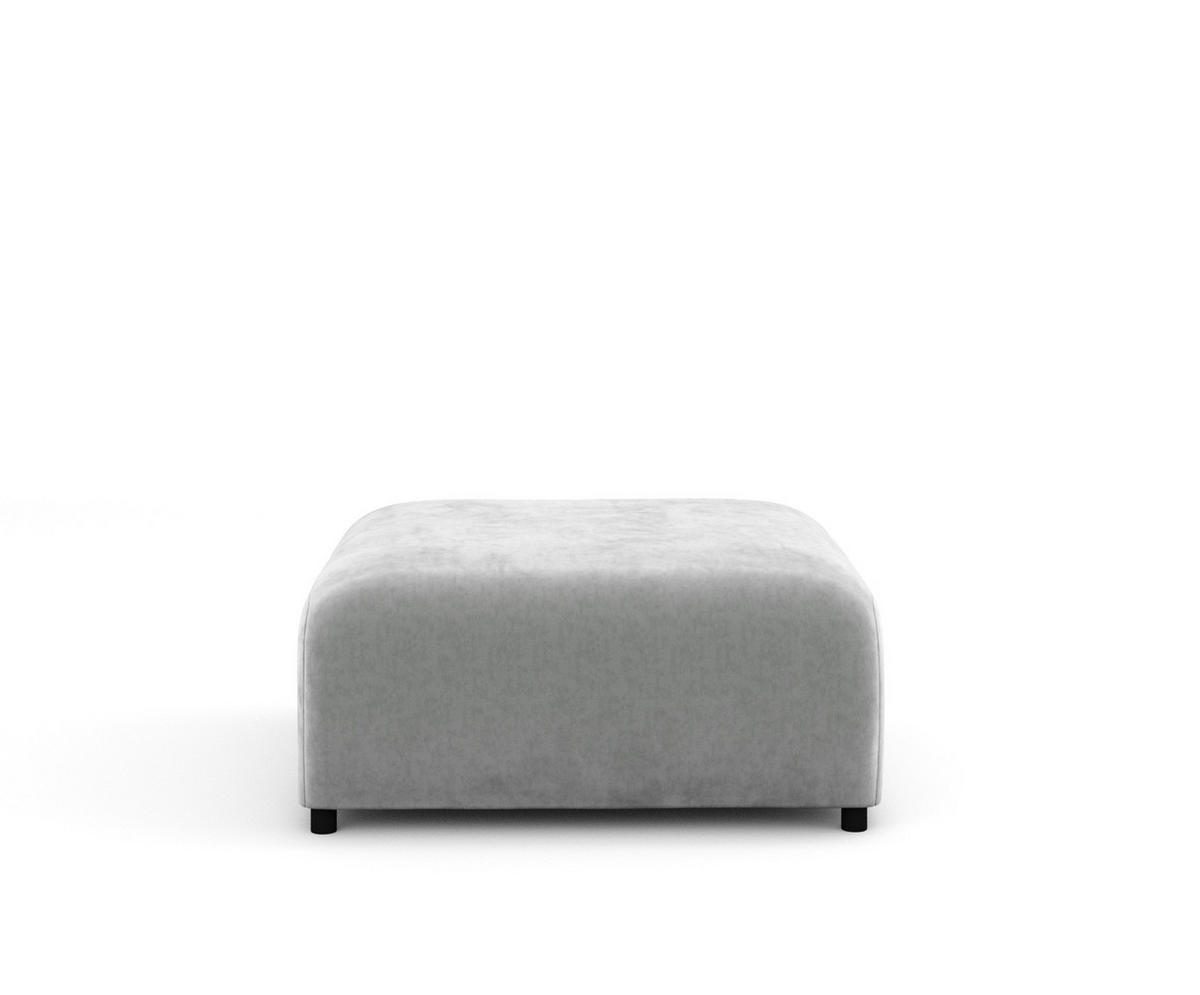 POUF S Zanzibar Hellgrau Samtstoff - Hellgrau/Schwarz, Holz/Holzwerkstoff (88/37/88cm) - Maison de Reve