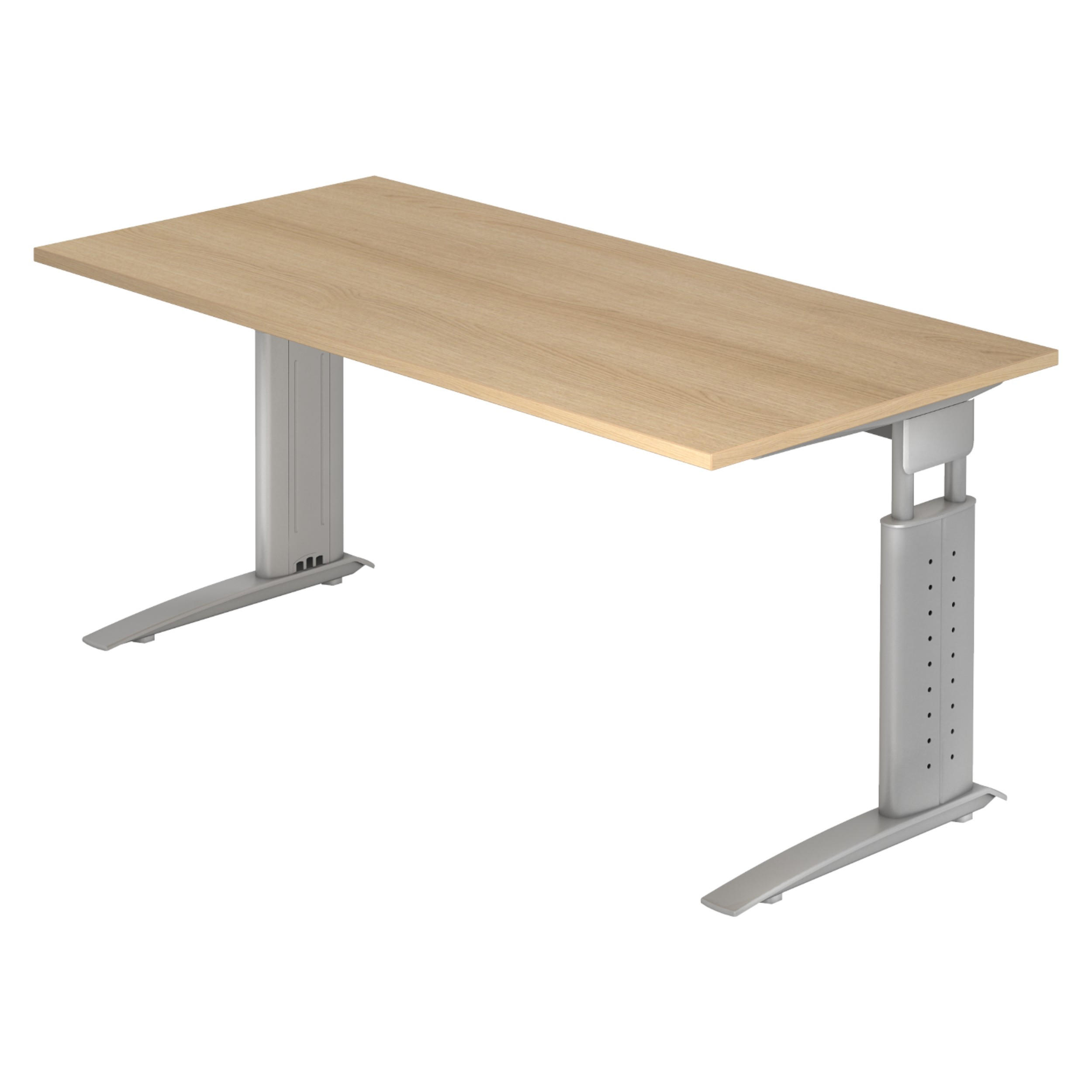 SCHREIBTISCH Serie-U 80/160/74 cm in Eichefarben/Silberfarbengrau - Eichefarben/Silberfarben, Holzwerkstoff (80/160/74cm) - bümö