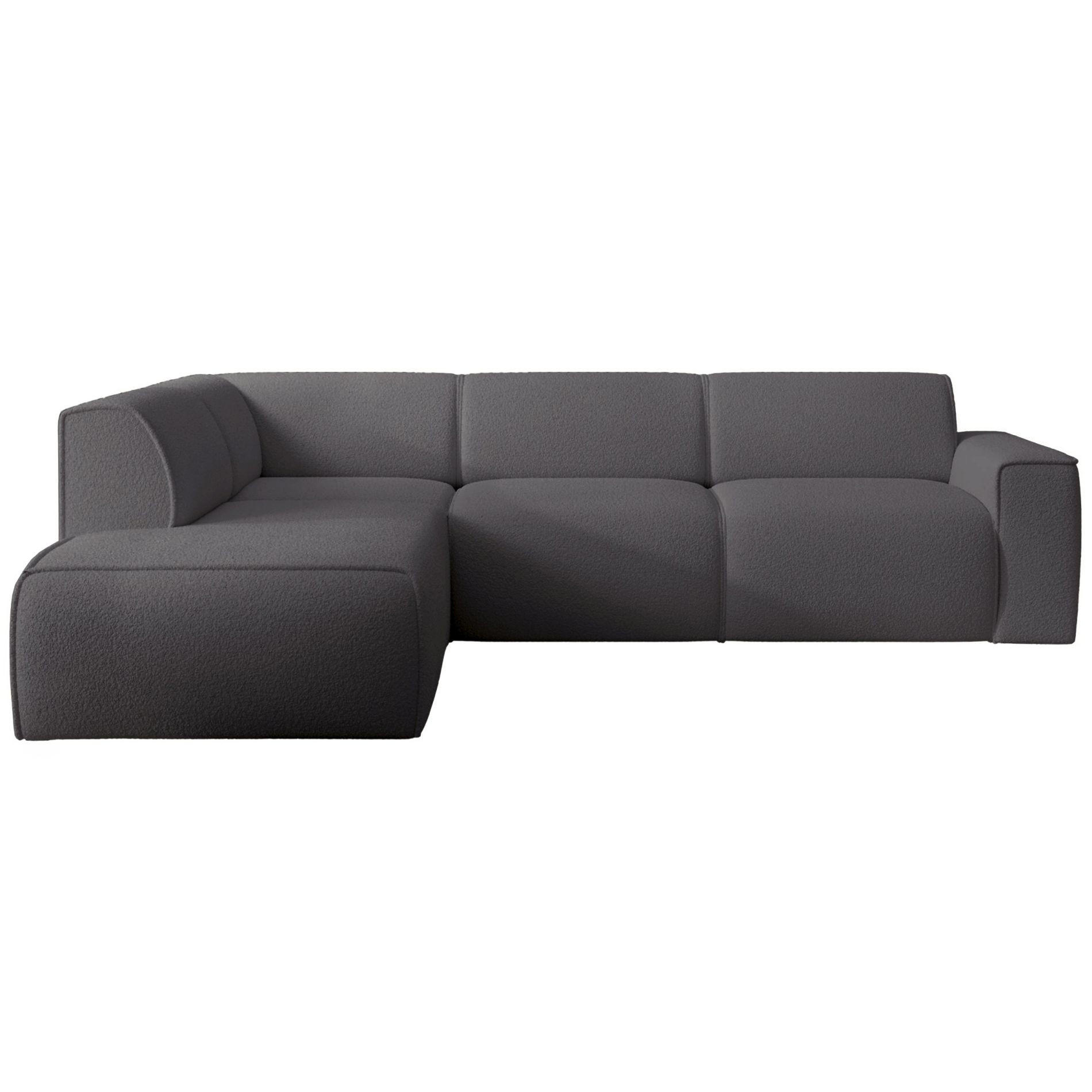 ECKSOFA Bouvi Dunkelgrau links - Dunkelgrau/Schwarz, Kunststoff/Textil (292/220cm) - Selsey