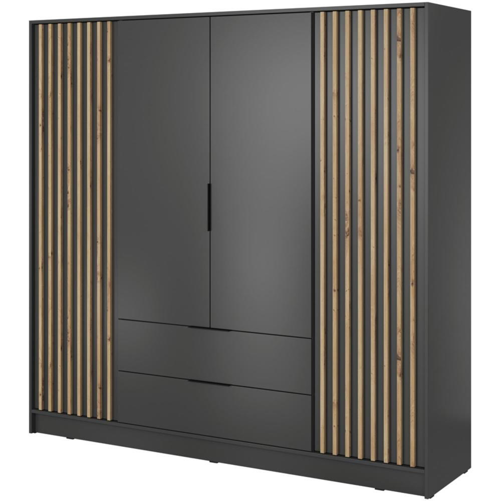 DREHTÜRENSCHRANK Kelly 206/200/51 4-türig graphit - Graphitfarben/Schwarz, Holzwerkstoff/Kunststoff (206/200/51cm) - Beautysofa