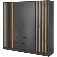 DREHTÜRENSCHRANK Kelly 206/200/51 4-türig graphit - Graphitfarben/Schwarz, Holzwerkstoff/Kunststoff (206/200/51cm) - Beautysofa