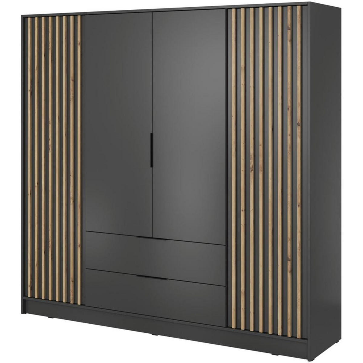 DREHTÜRENSCHRANK Kelly 206/200/51 4-türig graphit - Graphitfarben/Schwarz, Holzwerkstoff/Kunststoff (206/200/51cm) - Beautysofa