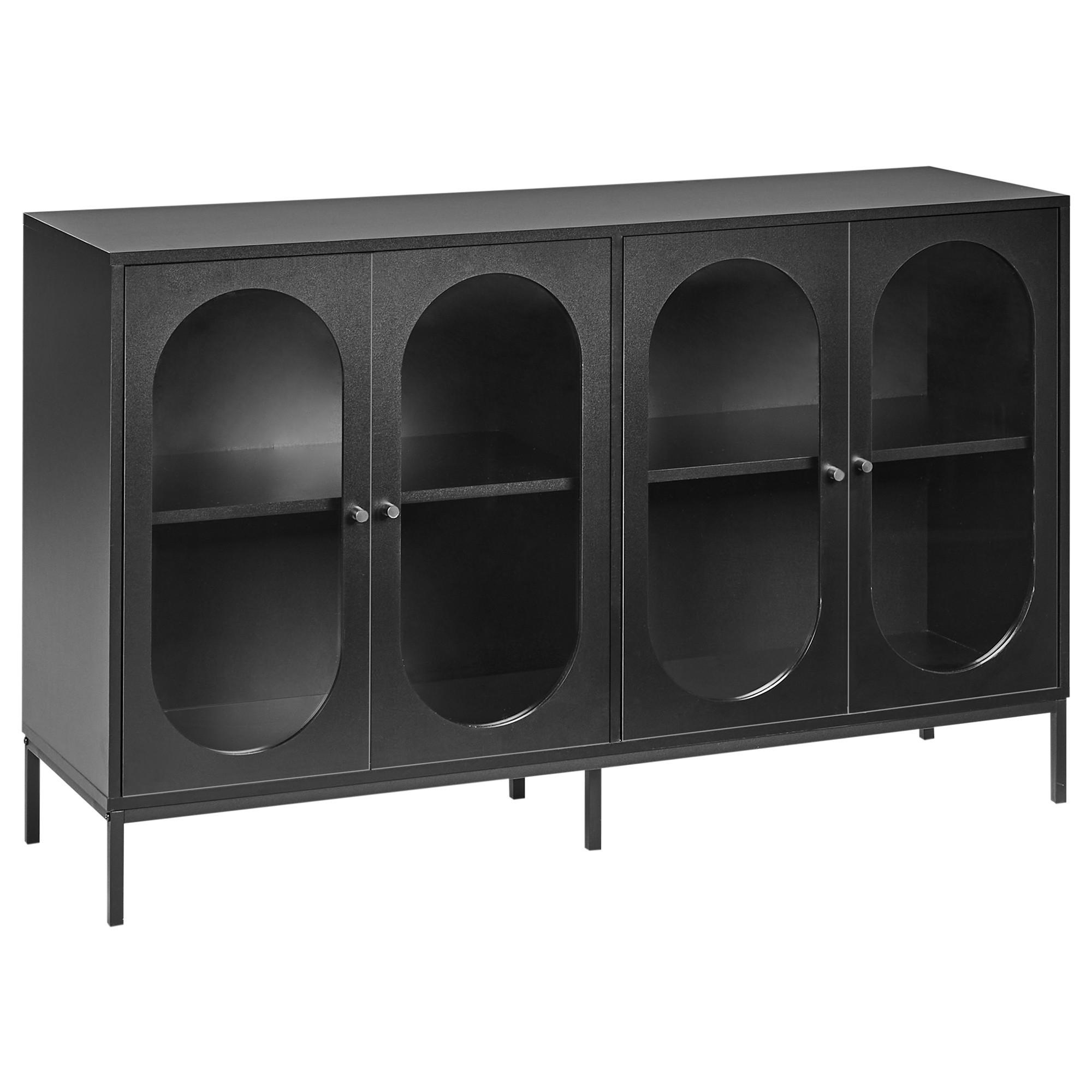 Beliani SIDEBOARD se skleněnými dveřmi 137 cm Černý Langford