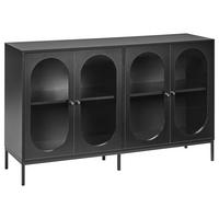 SIDEBOARD se skleněnými dveřmi 137 cm Černý Langford - černá, kompozitní dřevo (137/83/40cm) - Beliani