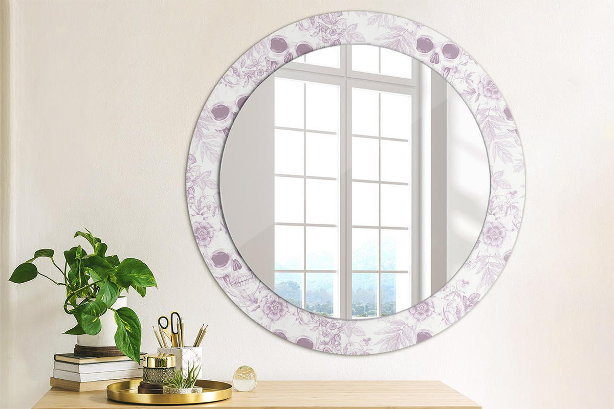 SPIEGEL Rund Ø 70 cm mit Aufdruck - Violett, Glas (70/70/0.4cm) - Wallfluent