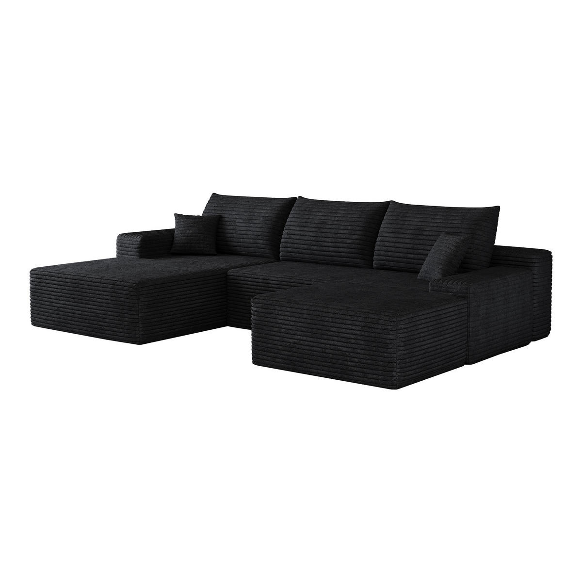 WOHNLANDSCHAFT DE-34857 U-Form 2-Sitzer Chaiselongue links Schwarz - Schwarz, Textil (175/83/270cm) - ComfortXL