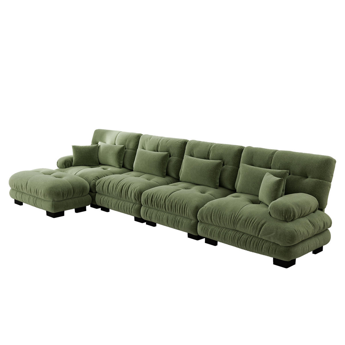 ECKSOFA 406/145/81 cm Grün mit beweglichem Ottoman - Grün, Textil (406/145cm) - Oxeza