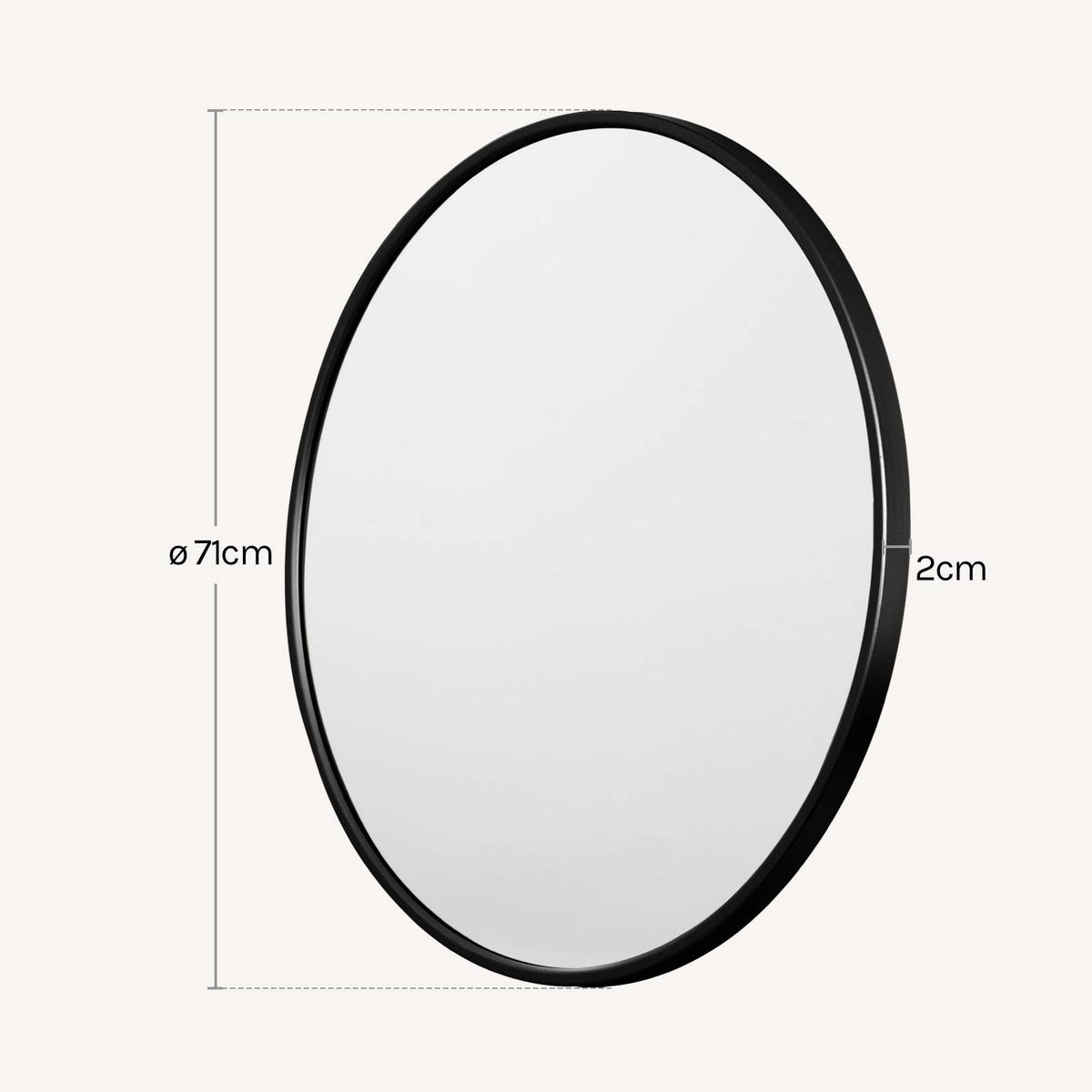 WANDSPIEGEL rund, φ 71cm, Schwarz - Schwarz, Glas/Holzwerkstoff (71/71/2cm) - Woltu