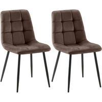 STUHL 2er Set Samt Braun - Schwarz/Braun, Textil/Metall (45/84/55cm) - CLP