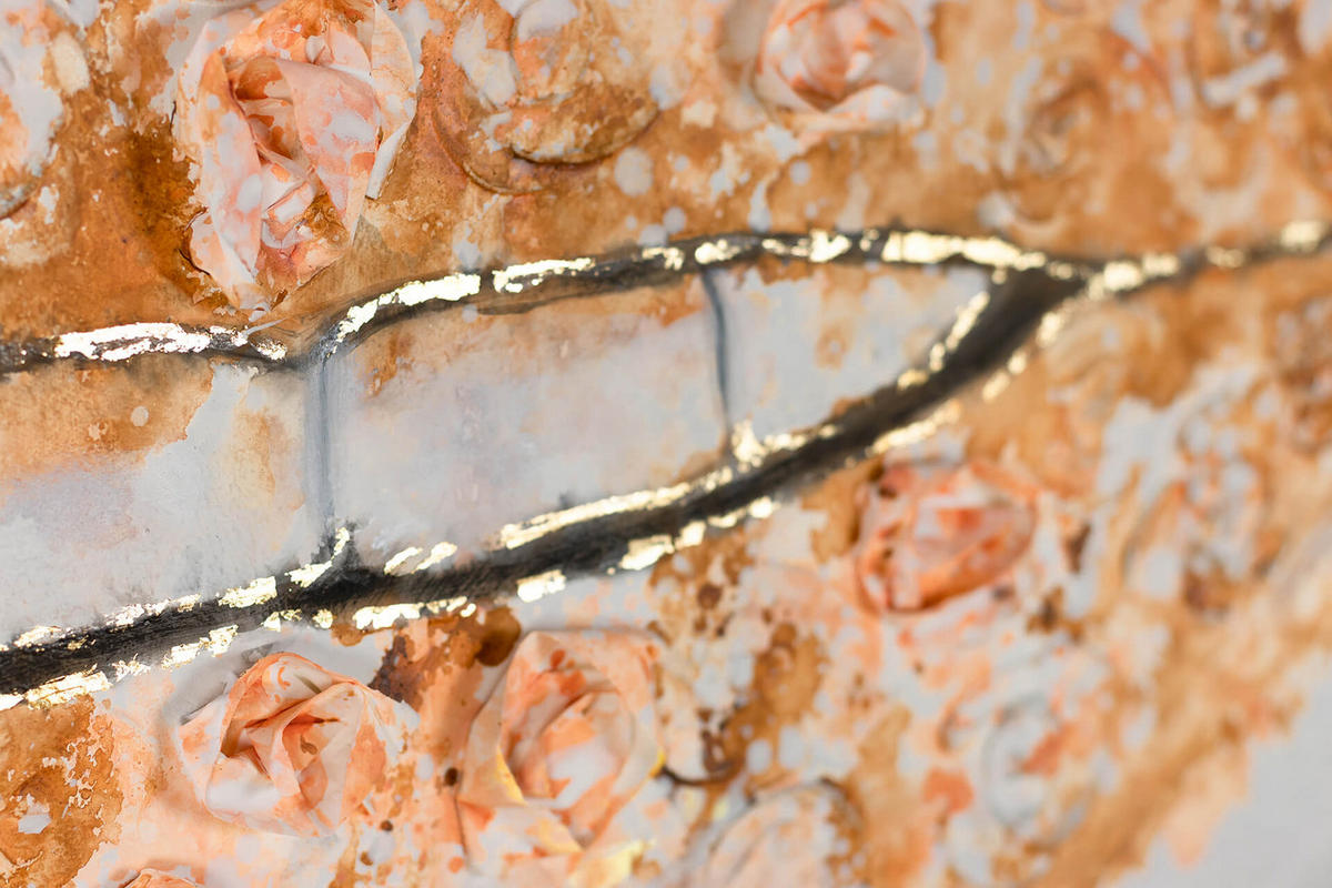 ACRYLBILD HANDGEMALT 90/60 cm - Pink/Grau, Holz/Textil (90/60cm) - KUNSTLOFT