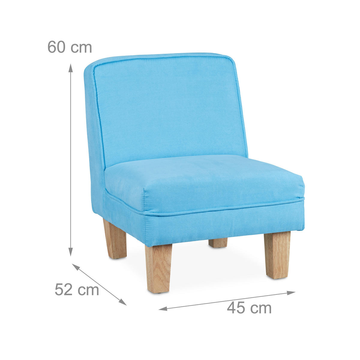 KINDERSESSEL - Hellblau, Holz/Textil (45/60/52cm) - Relaxdays
